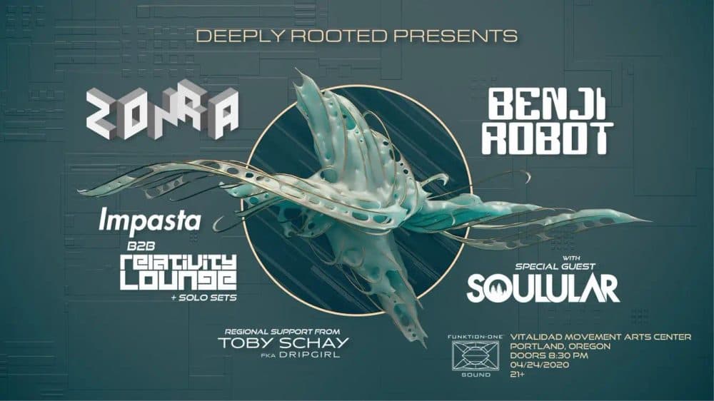 Deeply Rooted presents: Zora, Benji Robot event flyer