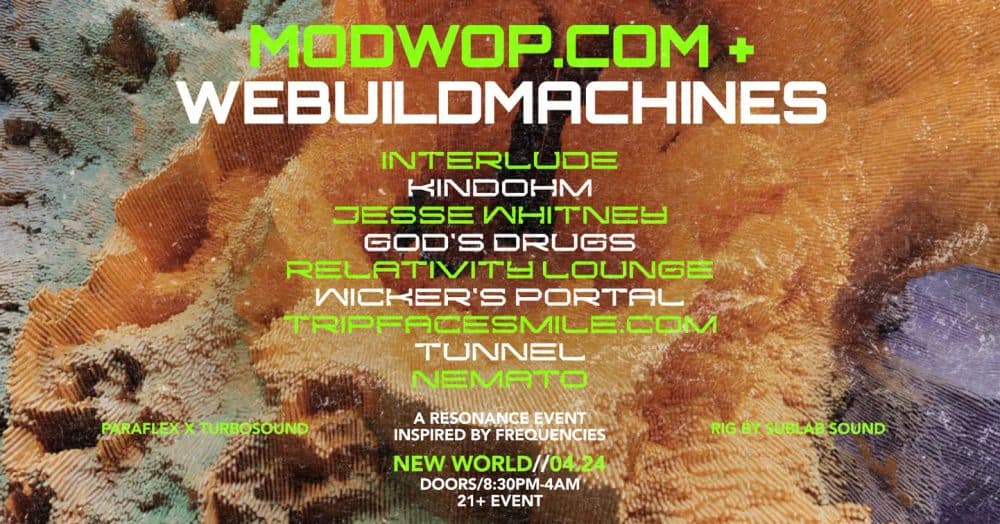 Modwop.com + Webuildmachines event flyer