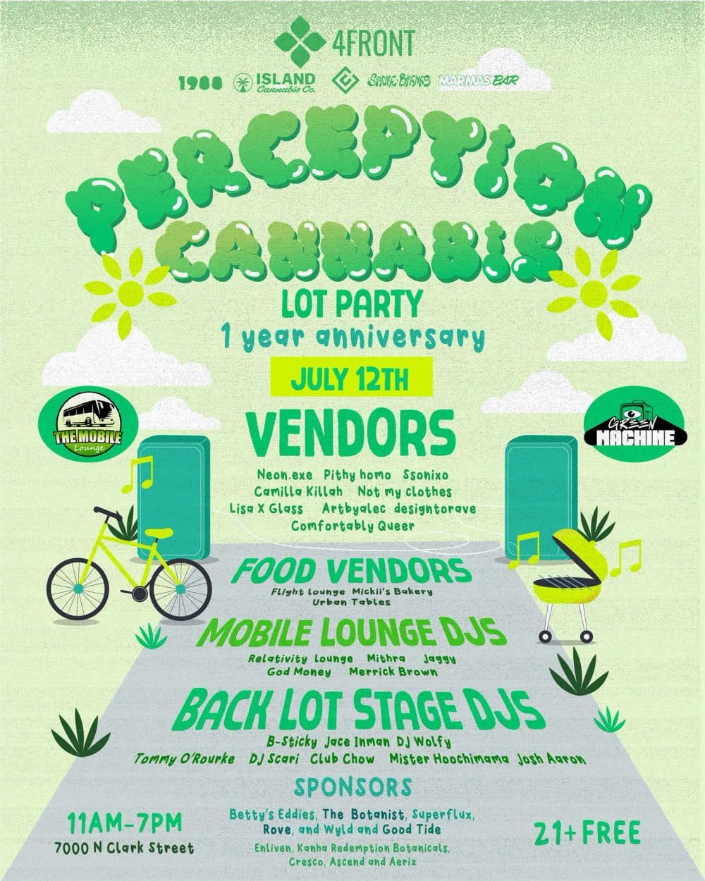 Perception Cannabis Lot Party, 1 Year Anniversary event flyer