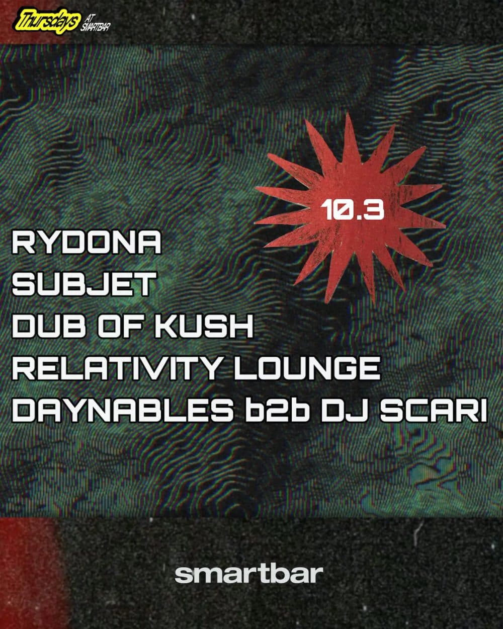Thursdays at Smartbar event flyer